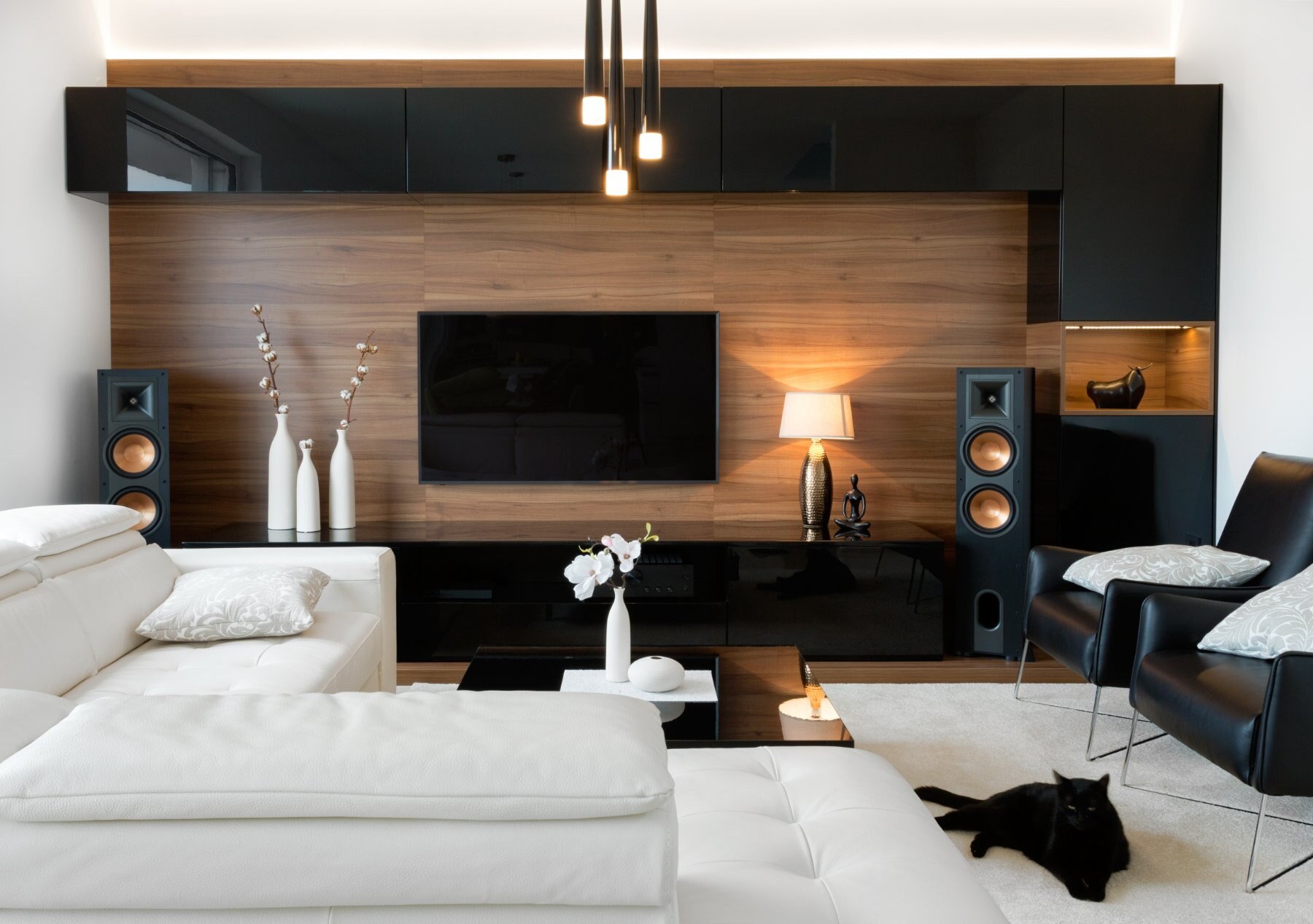 Home theater media room with whole-home audio and video