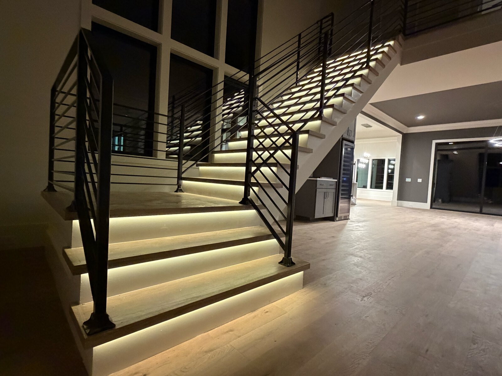 Smart lighting control and stair lighting in a luxury home